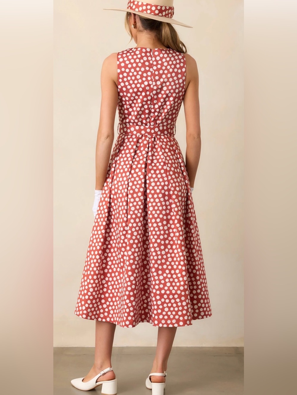 Prosperina Ava Belted Polka Dot Midi Dress NWT - Picture 4 of 9
